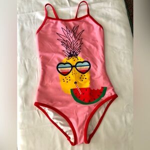 Hanna Andersson Pink Pineapple Girls Swimsuit sz 8